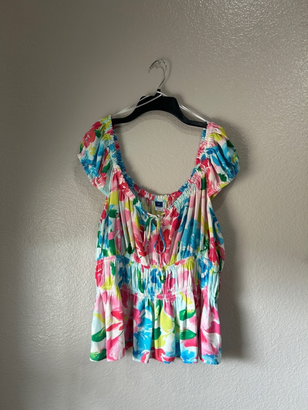 OLD NAVY Top Plus Size XXL Floral Rayon Tropical Beachy Stretchy Summer TC0374